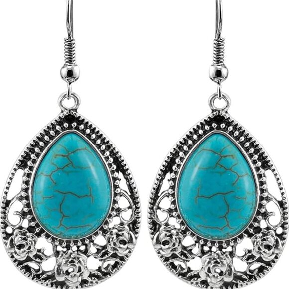 Turquoise Pendant Necklace Earring Set - Picture 5 of 7